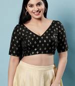 Salwar Studio Women's Black Woven Design Saree Blouse