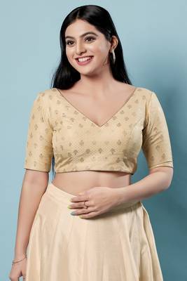 Salwar Studio Women's Gold Woven Design Saree Blouse 1