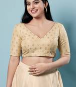 Salwar Studio Women's Gold Woven Design Saree Blouse