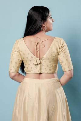 Salwar Studio Women's Gold Woven Design Saree Blouse 4