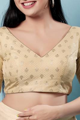 Salwar Studio Women's Gold Woven Design Saree Blouse 5