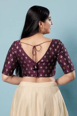 Salwar Studio Women's Wine Woven Design Saree Blouse 4