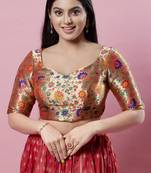 Salwar Studio Women's Multicolor Woven Design Saree Blouse