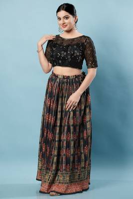 Salwar Studio Women's Black Embroidered Saree Blouse 6