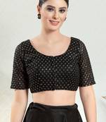 Salwar Studio Women's Black Embelished Saree Blouse
