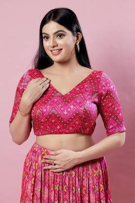 Salwar Studio Women's pINK Woven Design Saree Blouse 1