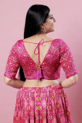 Salwar Studio Women's pINK Woven Design Saree Blouse 4