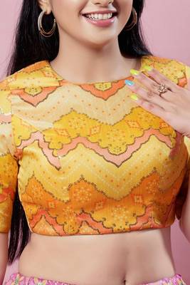 Salwar Studio Women's Yellow Woven Design Saree Blouse 5