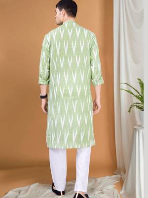 men's pastel kurta top - ikat print 1