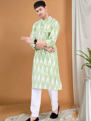 men's pastel kurta top - ikat print 2