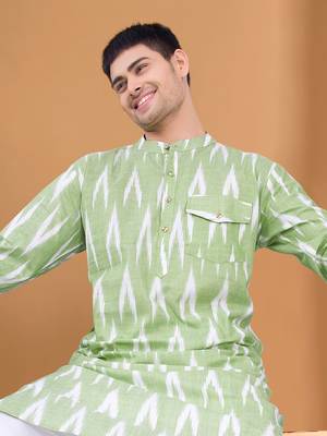 men's pastel kurta top - ikat print 3