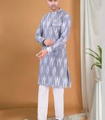 men's pastel kurta top - ikat print