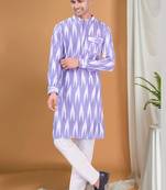 men's pastel kurta top - ikat print