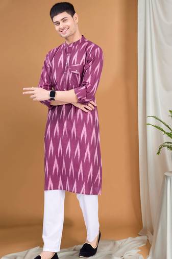 Shiwam ethnix men's pastel kurta top - ikat print