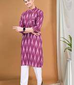 men's pastel kurta top - ikat print