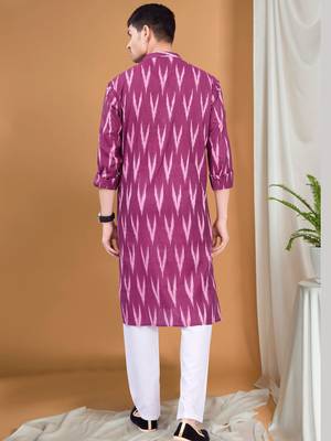 men's pastel kurta top - ikat print 2