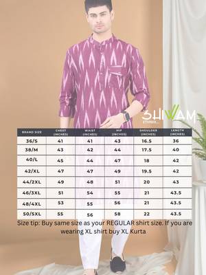 men's pastel kurta top - ikat print 4