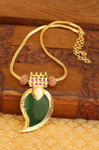 Kerala style gold plated mango palakka necklace