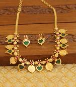 Kerala style gold plated palakka necklace set