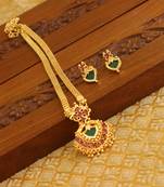 Kerala style gold plated palakka necklace set