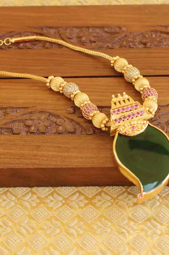 Kerala style palakka 2 in 1 gold plated mango necklace