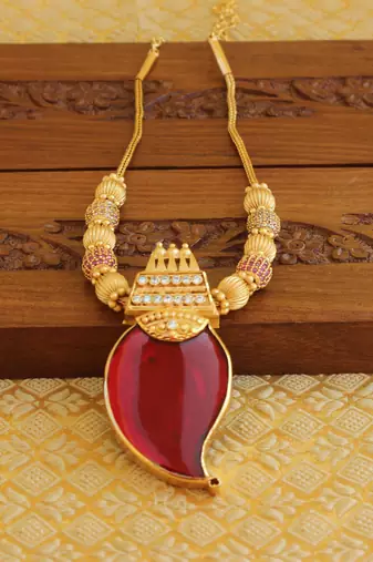 Kerala style palakka 2 in 1 gold plated mango necklace