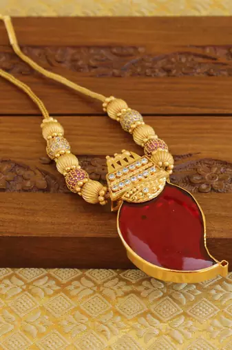 Kerala style palakka 2 in 1 gold plated mango necklace