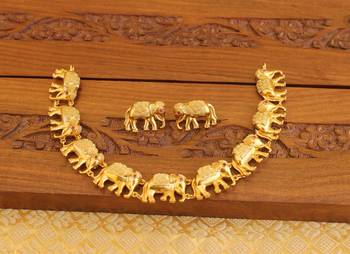 Matte finish elephant necklace set 1