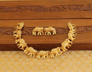 Matte finish elephant necklace set 2