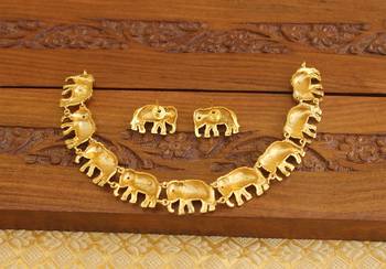 Matte finish elephant necklace set 3