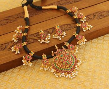 Designer black thread necklace set 1