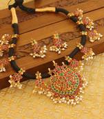 Designer black thread necklace set