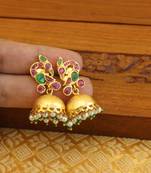 Gold plated real kempu peacock earrings