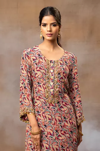 Ivory printed kurta pant set