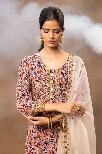 Ivory printed kurta set
