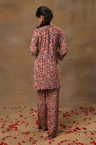 Ivory printed kurta set