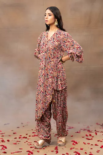 Ivory printed kurta and patiala pant set