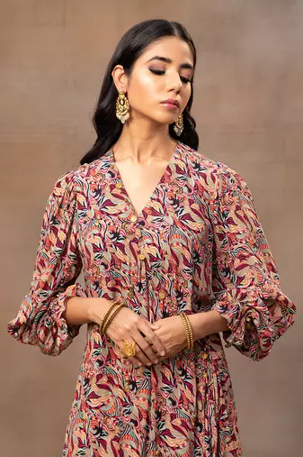 Ivory printed kurta and patiala pant set