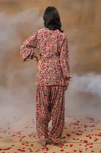 Ivory printed kurta and patiala pant set