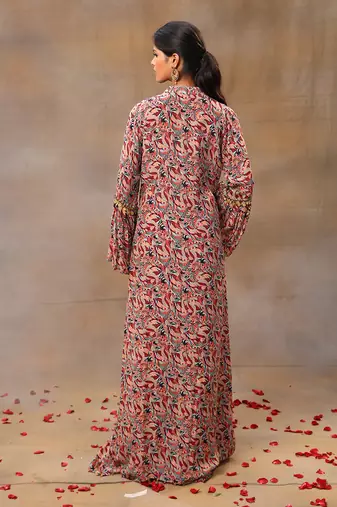 Ivory printed sharara cape set