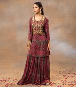 Pink embroidered sharara set