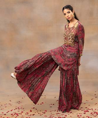 Pink embroidered sharara set 2