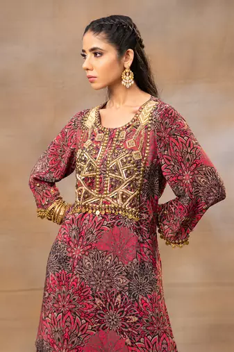 Pink embroidered sharara set