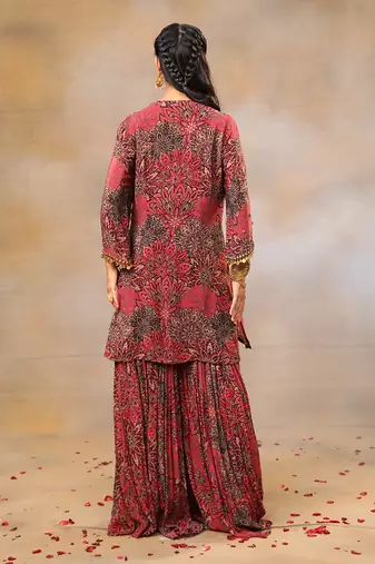 Pink embroidered sharara set