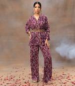 Purple printed pant set