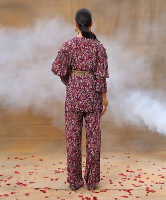 Purple printed pant set 4