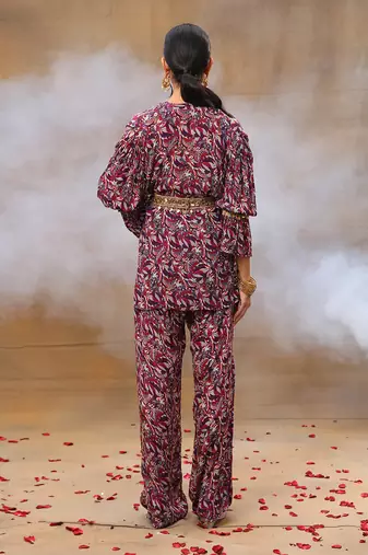 Purple printed pant set