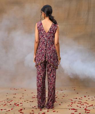 Purple printed asymmetrical top set 4