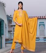 Preksha women's cotton handblock designer kurta & dupatta set