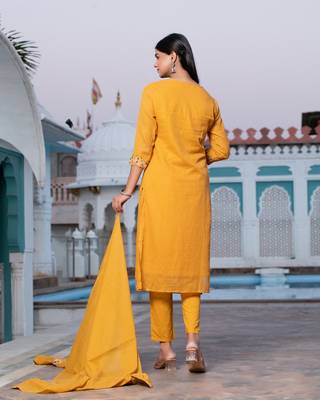 Preksha women's cotton handblock designer kurta & dupatta set 4